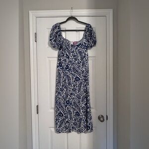 Miami Blue and White Floral Maxi Dress